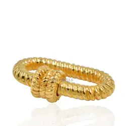 14K Yellow Gold Plated Twisted Oval Carabiner Lock