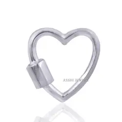 925 Silver Plain Heart Carabiner Lock Jewelry