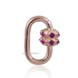 14K Rose Gold Ruby Oval Carabiner Lock Jewelry