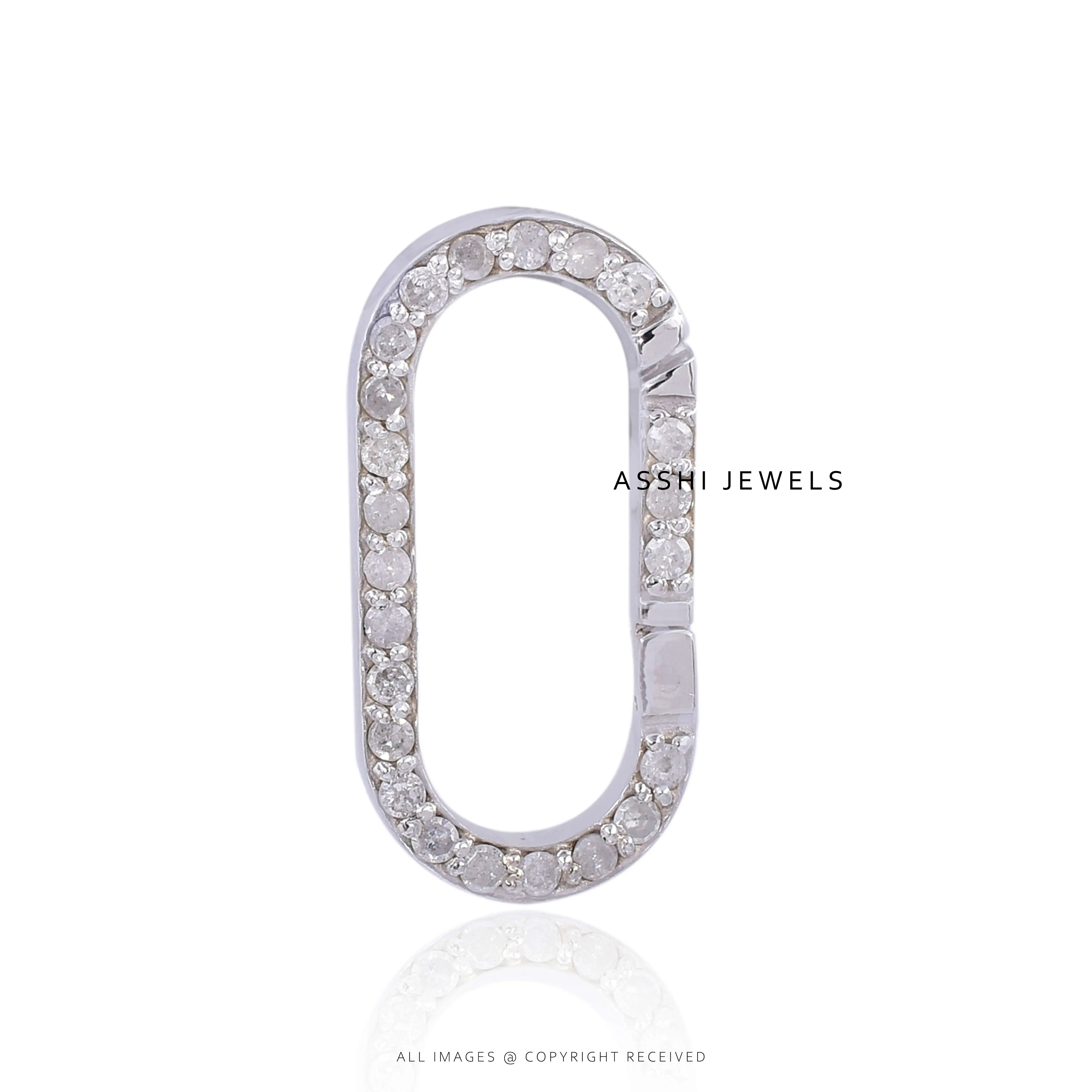 14K White Gold  Diamond Enhancer Double Side  Lock Jewelry