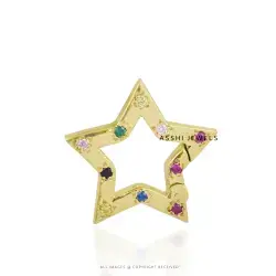 14k Yellow Gold Multi Sapphire Star Enhancer  Lock Jewelry