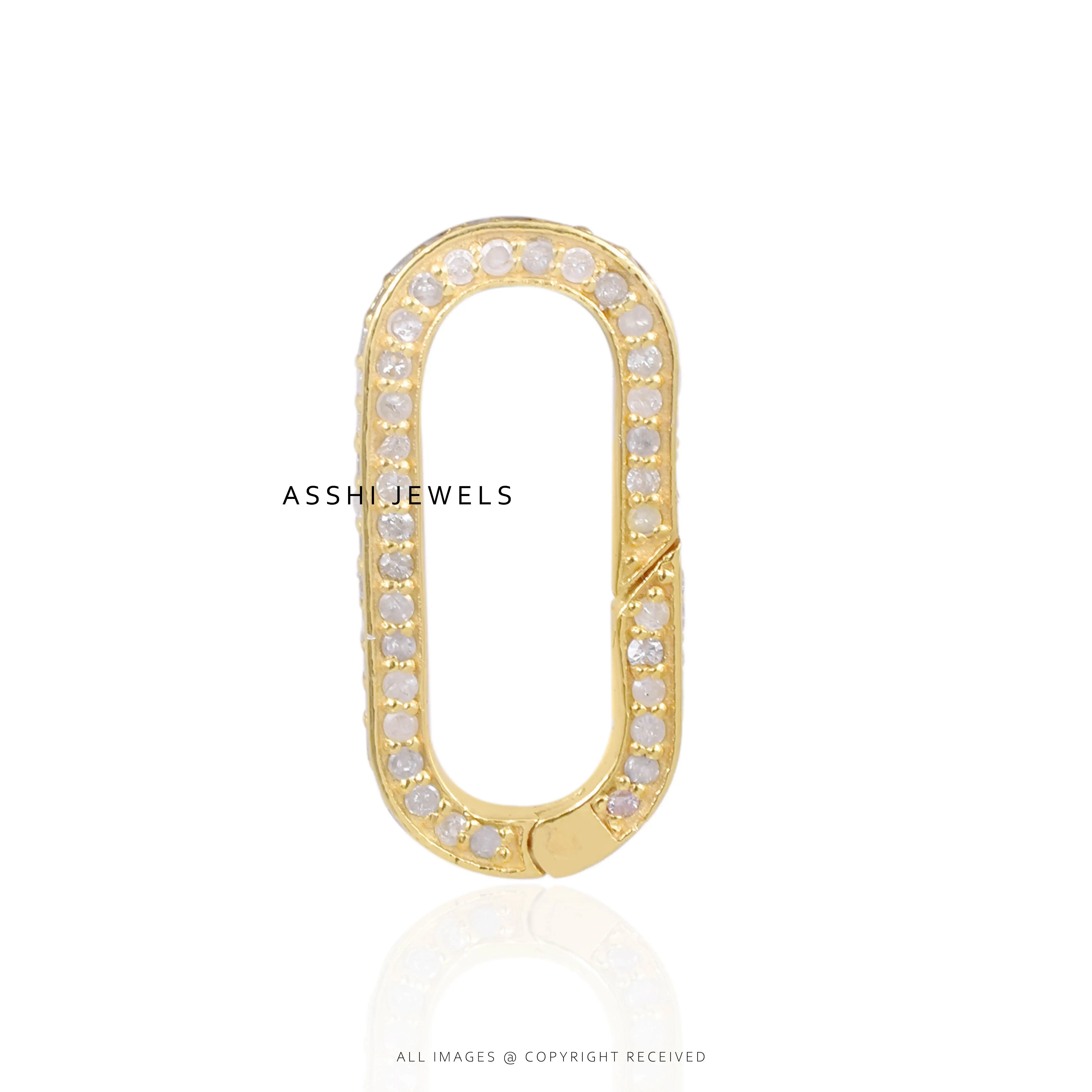 14K Yellow Gold Diamond Enhancer Oval lock Jewelry