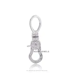 14K White Gold Diamond Finding Clasp Enhancer Lock Jewelry
