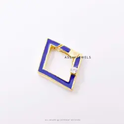 14k Yellow Gold  Enamel Lozenge Lock Jewelry