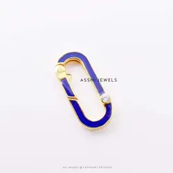 14K Yellow Gold Enamel Oval Lock Jewelry