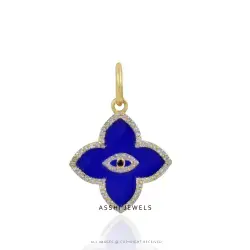 14K Yellow Gold Plated Diamond Enamel Star Charm Jewelry