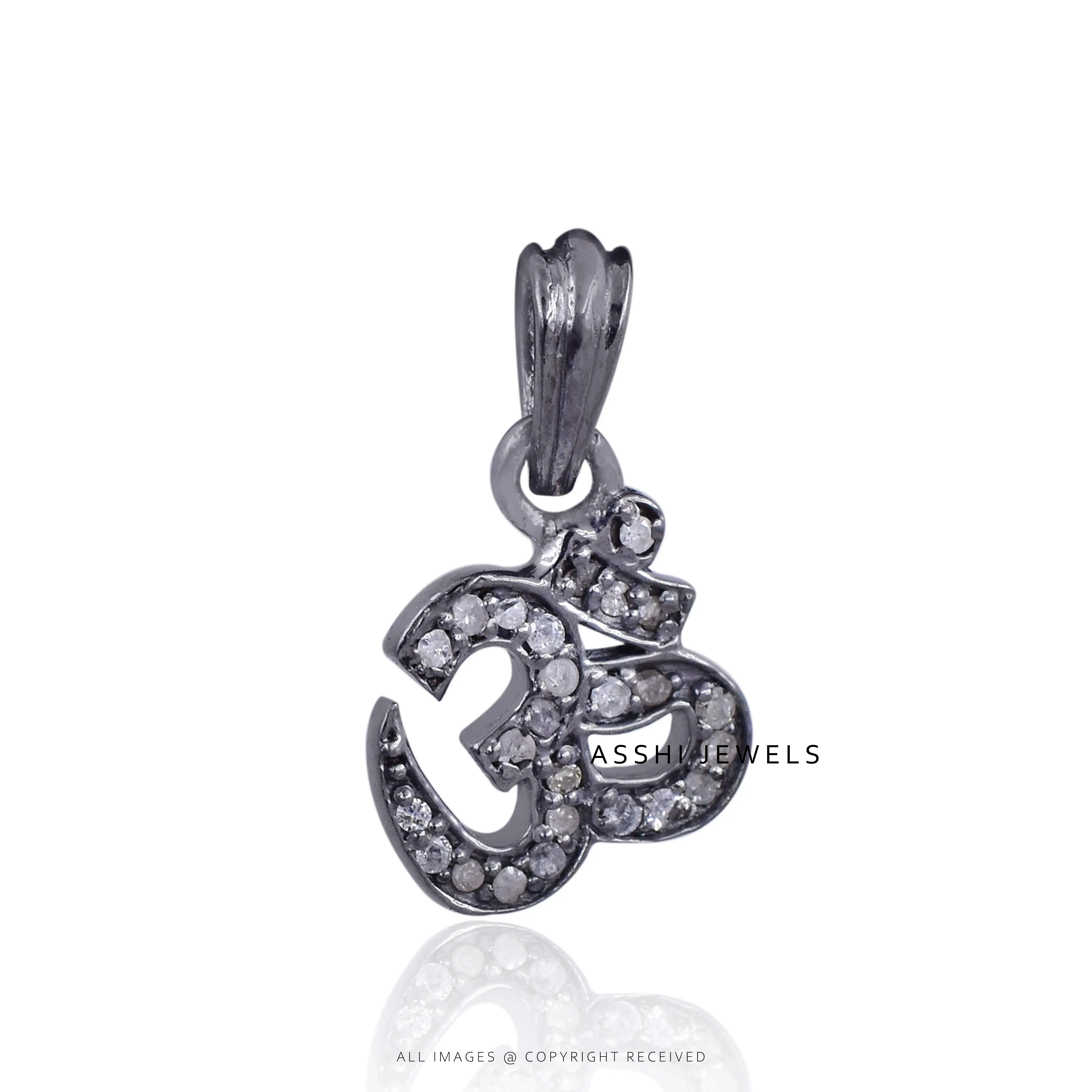925 Silver Diamond  OM  Charm Jewelry