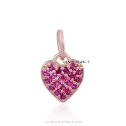 14K Yellow Gold Ruby Heart Charm Jewelry