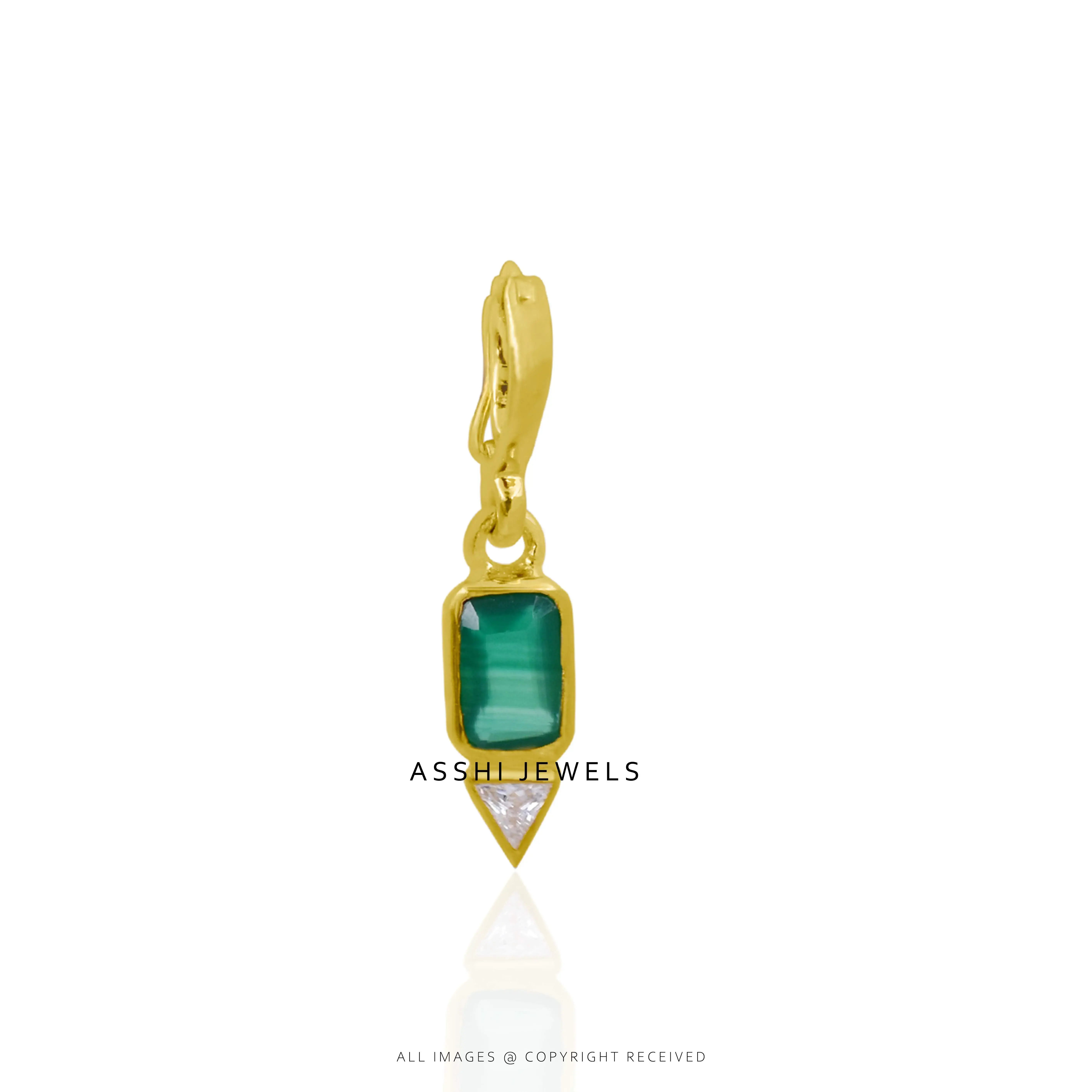 14K Yellow Gold Emerald & Topaz Charm Jewelry