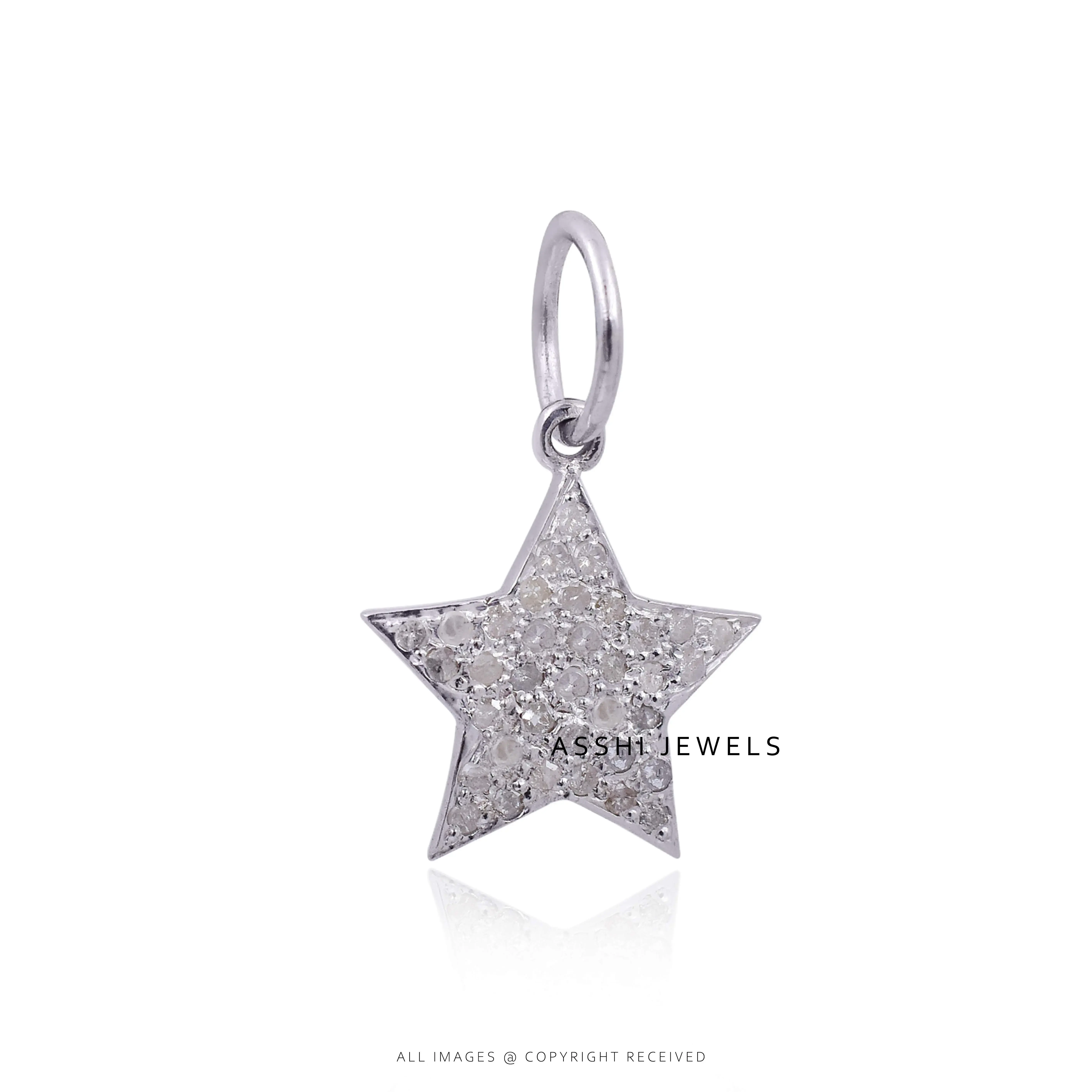 925 Silver  Star Diamond  Charm Jewelry