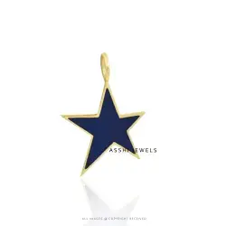 14K Yellow Gold Plated Enamel Star Charm Jewelry