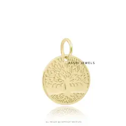 14K Yellow Gold Tree Charm Jewelry