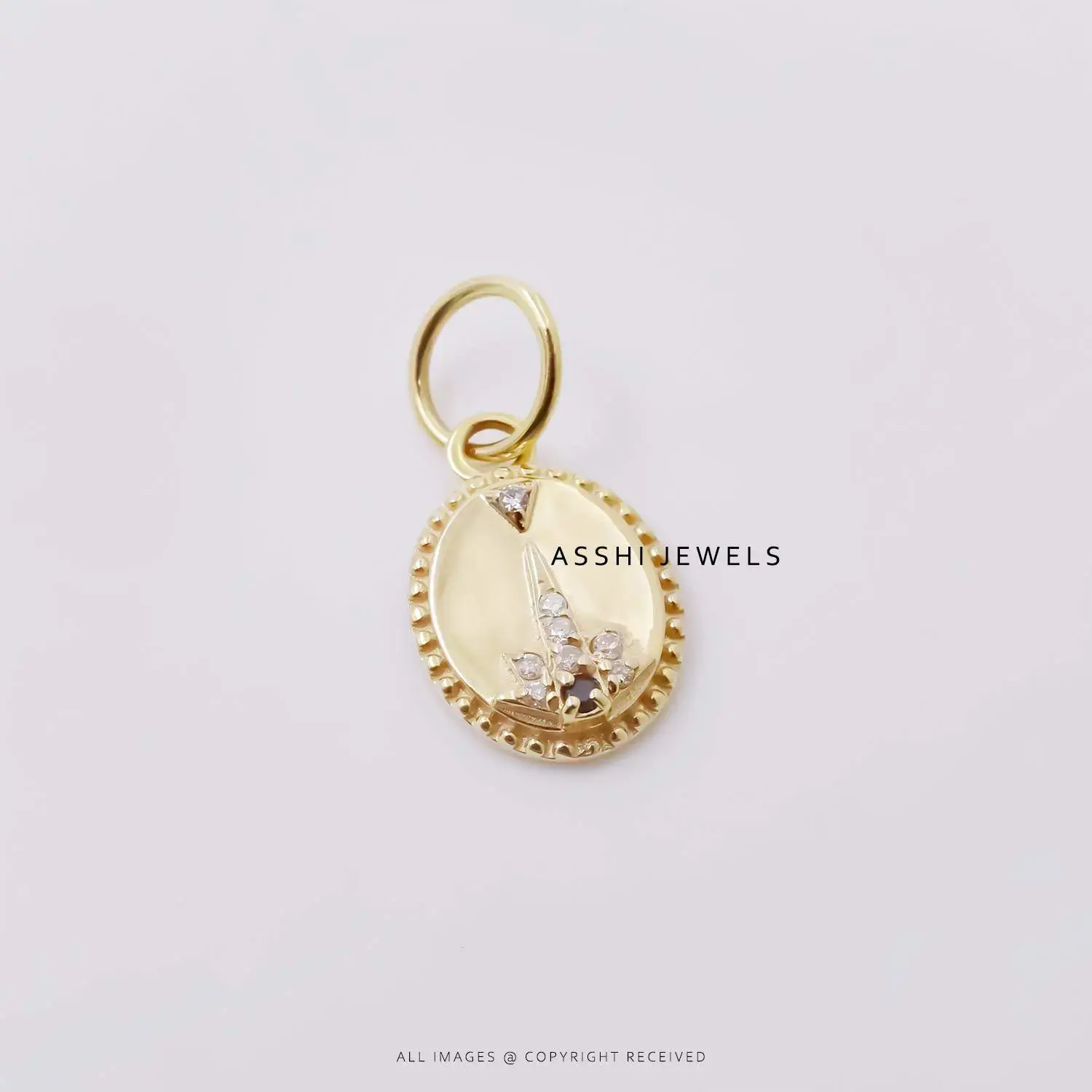 14K Yellow Gold Diamond Charm Jewelry