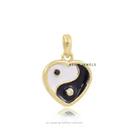 14K Yellow Gold Plated Two Enamel Heart Charm Jewelry