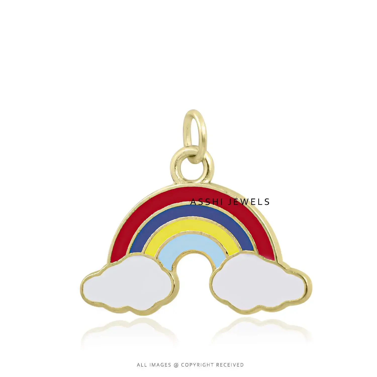 14K Yellow Gold Plated Multi Enamel Cloud Charm Jewelry