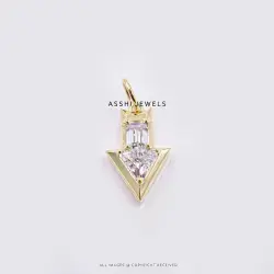 14K Yellow Gold Cubic Zirconia Arrow Charm Jewelry
