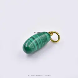 Malachite Carving Agate  Bean Charm Jewelry