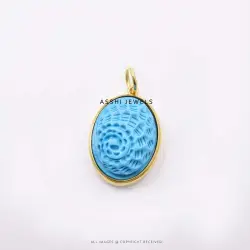 14K Yellow Gold Plated Snail  Turquoise  Charm Jewelry