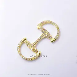 14K Yellow Gold Diamond Horse Bit Bracelet Connector Charm Jewelry