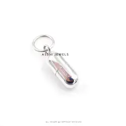 925 Silver Plain Pill Charm Jewelry