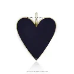 14K Yellow Gold Plated Enamel Heart Charm Jewelry