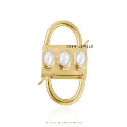 14K Yellow Gold Plated Pearl Padlock Jewelry