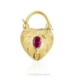14K Yellow Gold Plated Pink Onyx Carving Padlock Jewelry