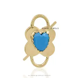 14K Yellow Gold Plated Turquoise Padlock Jewelry