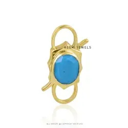 14K Yellow Gold Turquoise Plated Padlock Jewelry