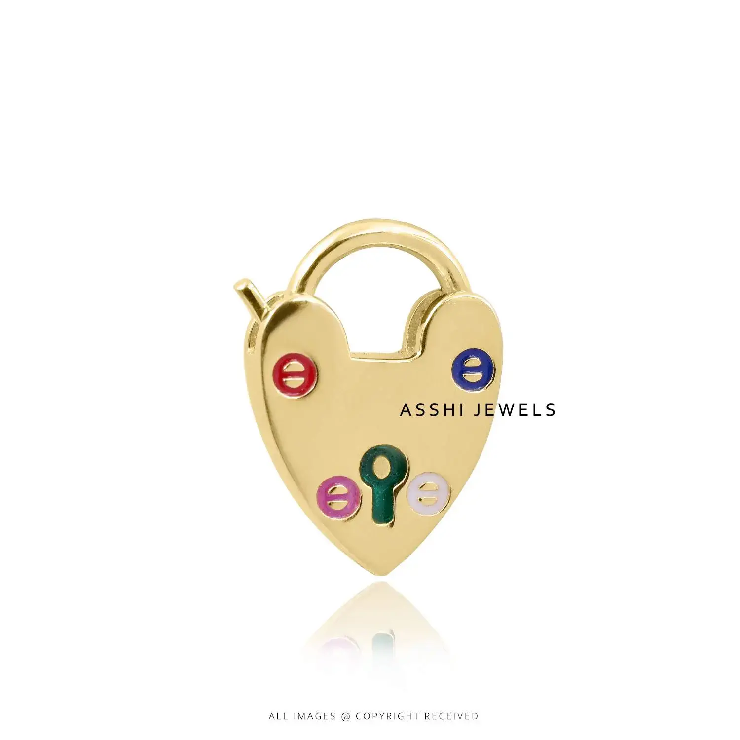 14K Yellow Gold Plated Key Enamel Padlock Jewelry 14K Yellow Gold Plated Key Enamel Padlock Jewelry