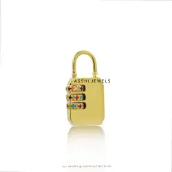 14K Yellow Gold Plated Multi Cubic Zirconia Padlock Jewelry