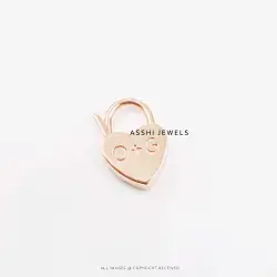 14K Rose Gold Plated  O+G Heart Padlock Jewelry