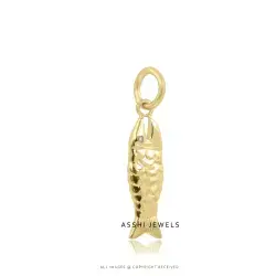 14k Yellow Gold Plated Diamond Fish Pendant Jewelry