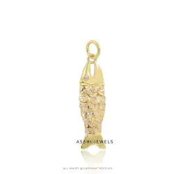 14k Yellow Gold Plated  Fish Diamond  Pendant Jewelry