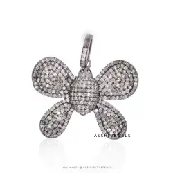 925 Silver Silver Diamond Butterfly Pendant Jewelry