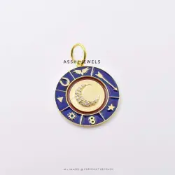 14K Yellow Gold Crescent Symbols Diamond Moon Pendant Jewelry