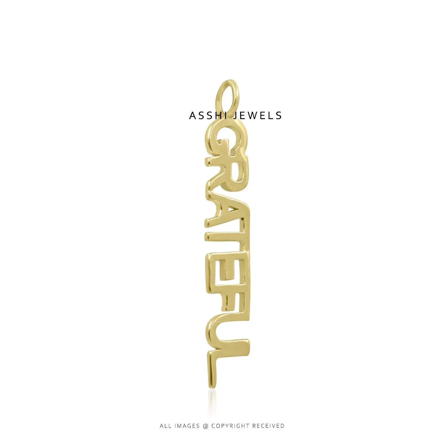 14K Yellow Gold Plated GRATEFUL Letter Pendant  Jewelry
