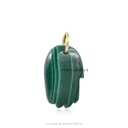14k Yellow Gold  Plated Malachite Carving Figa Pendant  Jewelry
