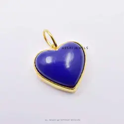 14k Yellow Gold Plated Lapis Heart Pendant Jewelry