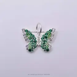 14k Yellow Gold Plated Green Topaz Butterfly Pendant Jewelry
