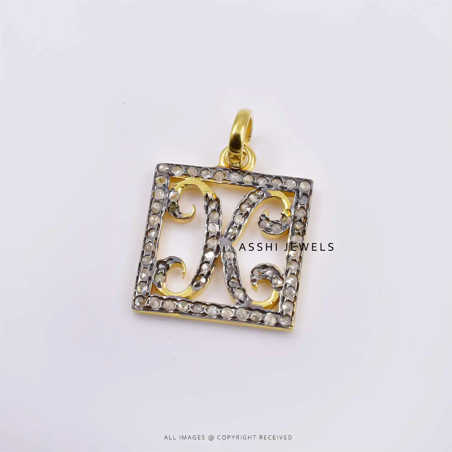 14k Yellow Gold Plated Diamond Initial Letter Pendant Jewelry