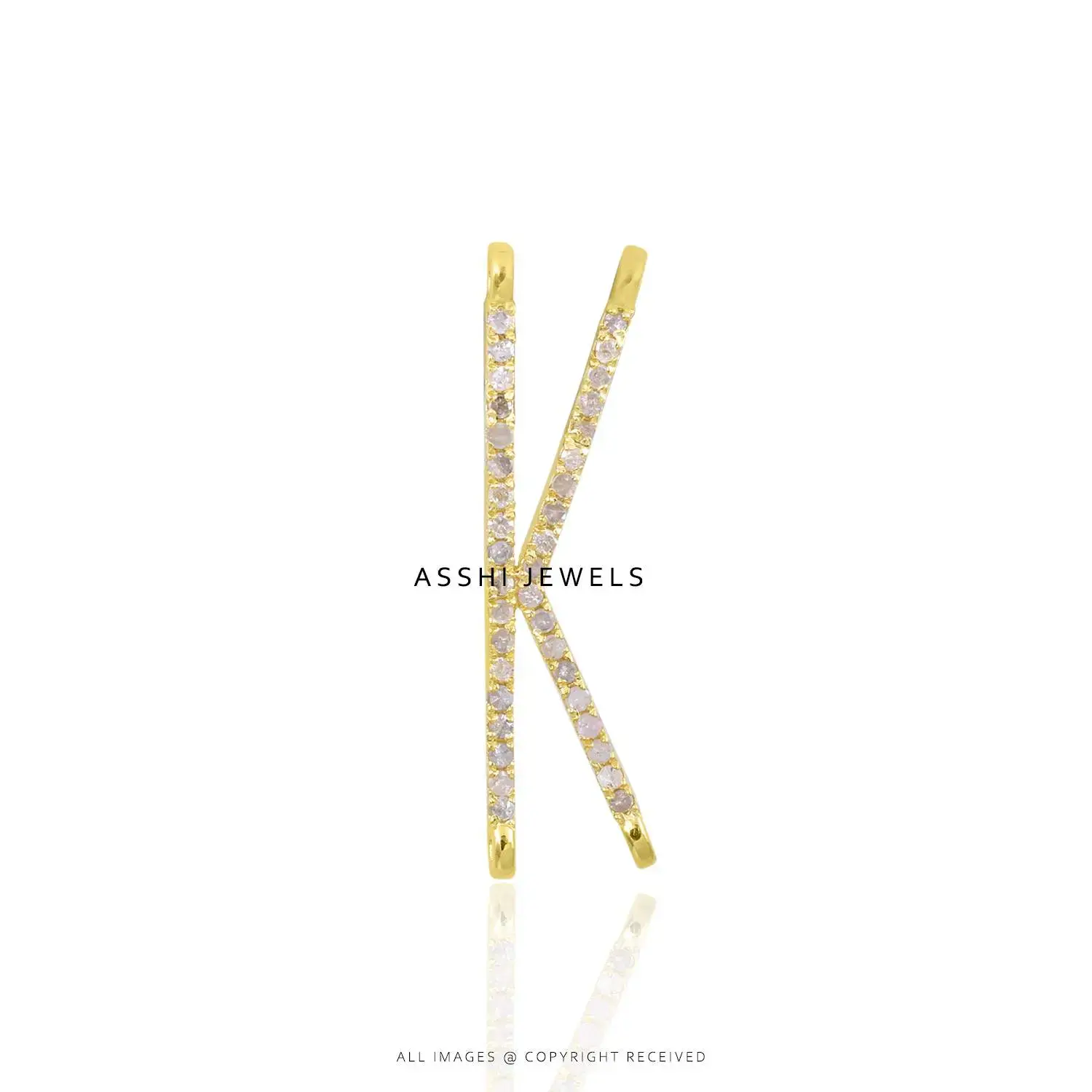 14k Yellow Gold Plated Diamond K Letter Pendant Jewelry