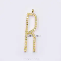 14k Yellow Gold Plated Diamond R Pendant Jewelry