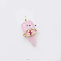 925 Silver Rose Quatz Pave Moissanite & Pink Topaz Heart Pendant  Jewelry