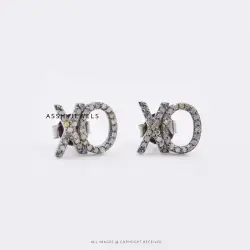 925 Silver Diamond XO Stud Earring Jewelry