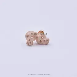 925 Rose Gold Plated Matte Finish Skull Stud Earring Jewelry