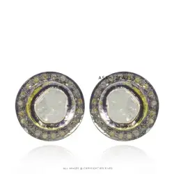 14k Yellow Gold Plated Diamond Stud Earring Jewelry