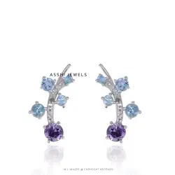 925 Silver White Amethyst Cubic Zirconia Cuff Earring Jewelry