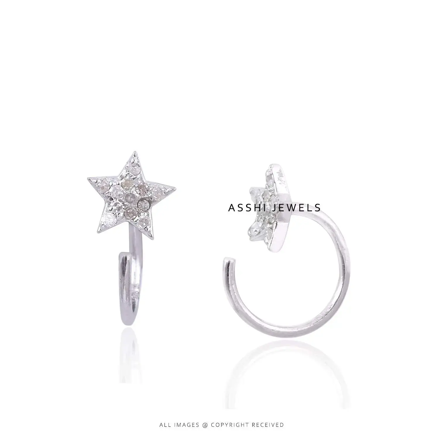 925 Silver Star Hoop Huggie Earring Jewelry