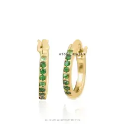 14K Yellow Gold Tsavorite Hoop Earring Jewelry